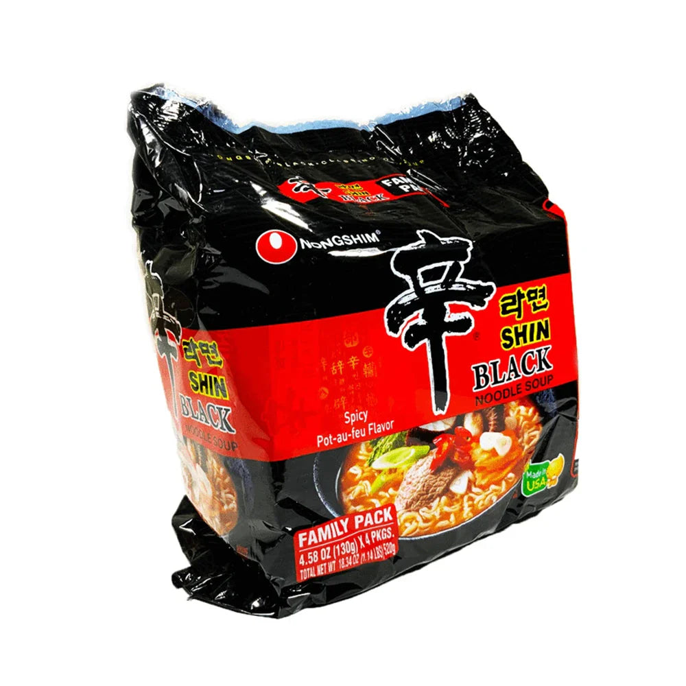 Nongshim Shin Ramen Black(Rich Beef Broth) Noodle 4.58oz(130g)*4