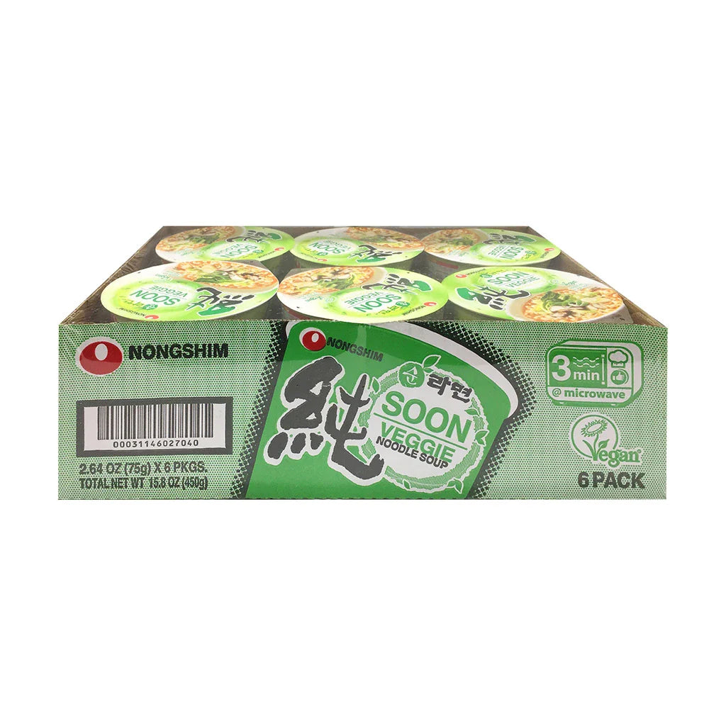 Nongshim Soon Veggie Cup Noodle 2.64oz(75g)*6